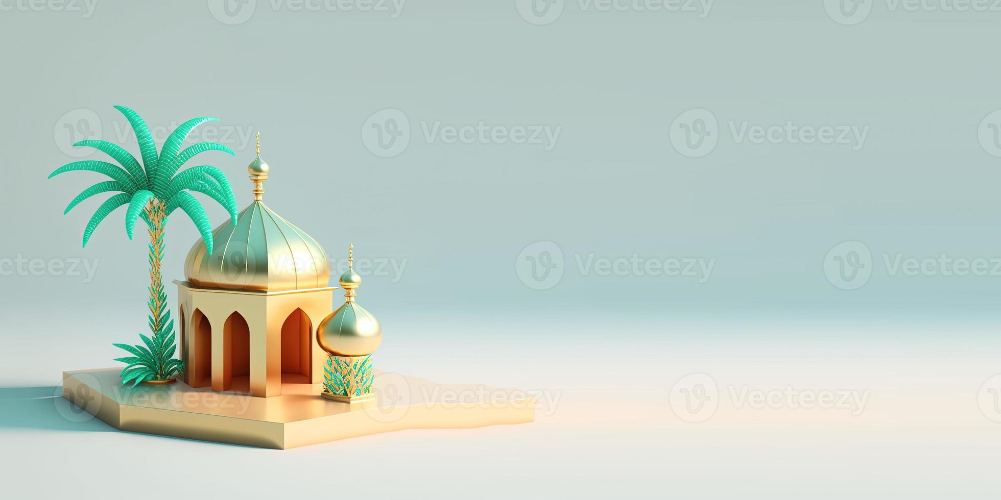 3D Mosque Illustration for Islamic Event photo