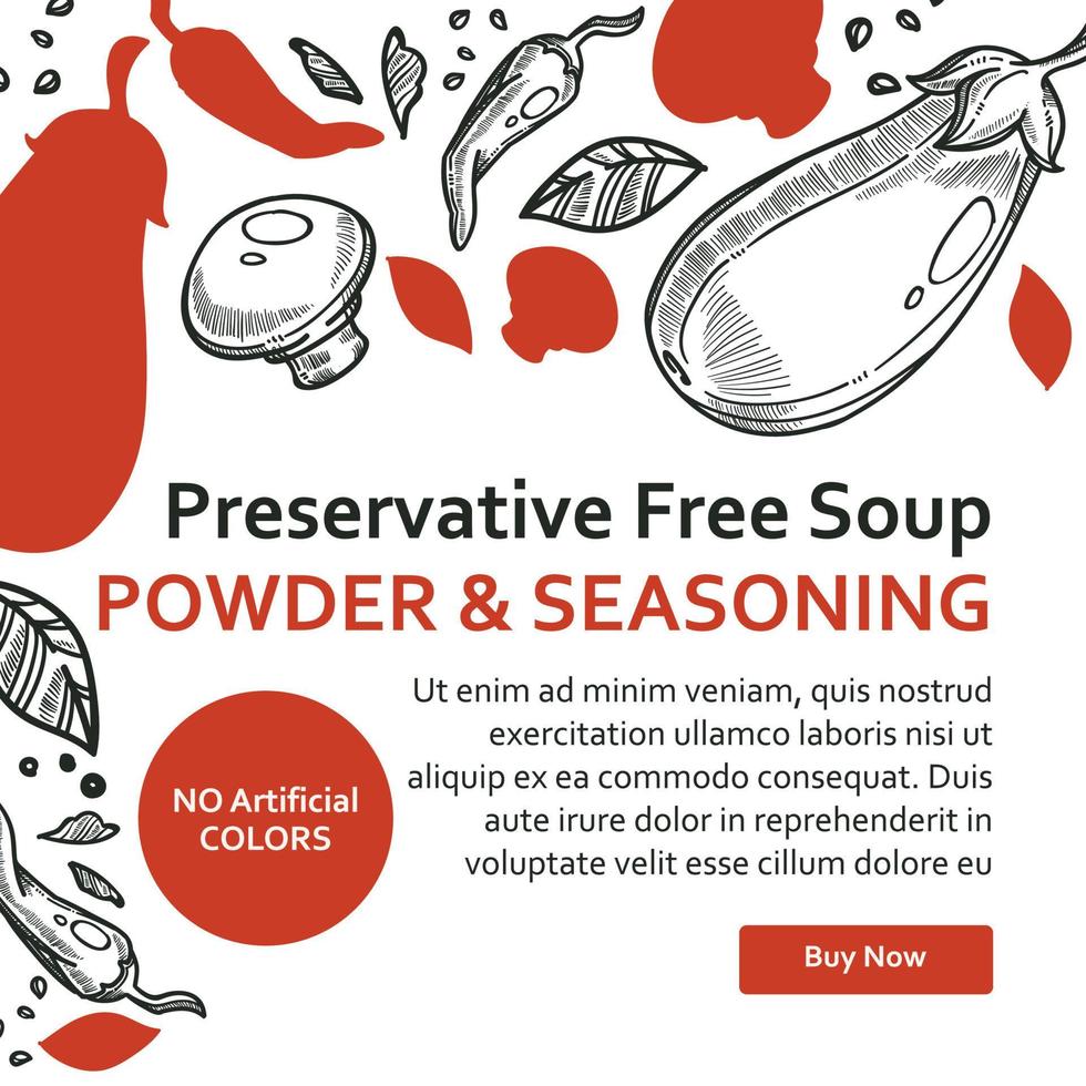 Preservative free soup powder and seasoning web vector