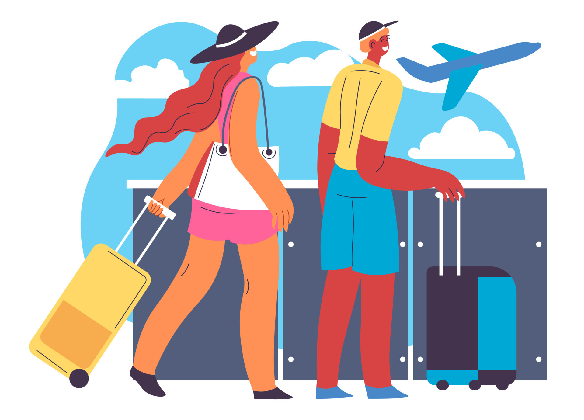 Couple traveling together, man and woman vector 17732196 Vector Art at ...