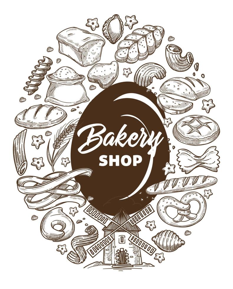 Bakery shop, pastry and baked products banner vector