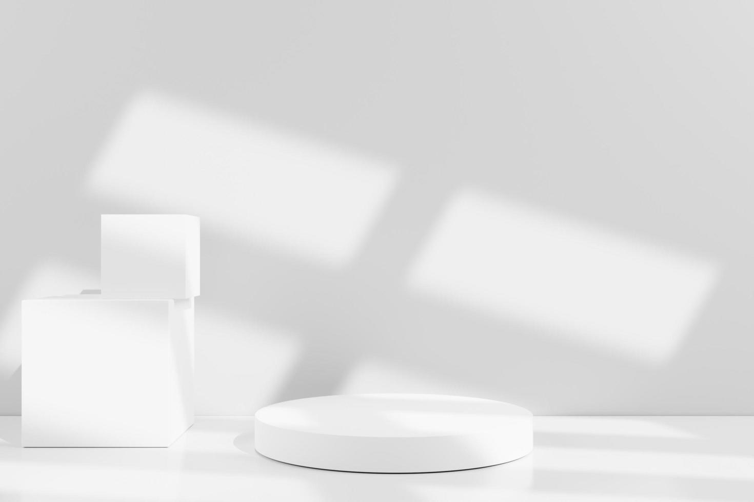 minimalist white podium for product display on 3d rendering photo