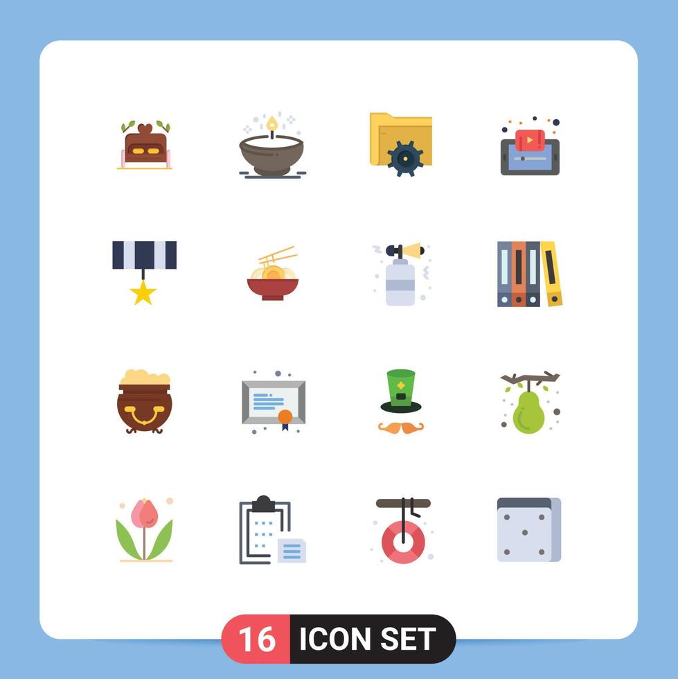 16 Universal Flat Color Signs Symbols of smartphone learning light e computing Editable Pack of Creative Vector Design Elements
