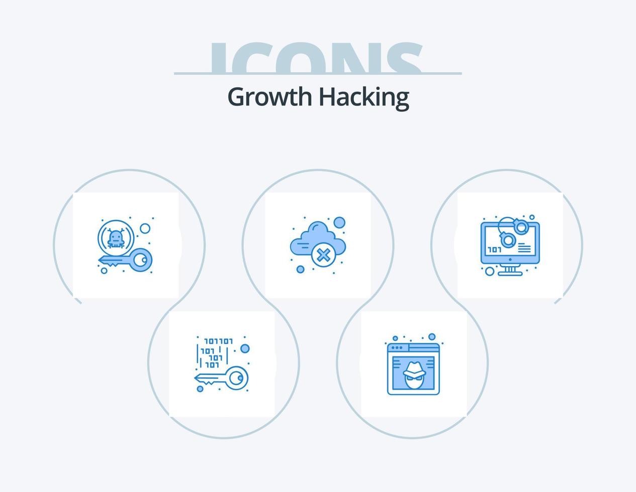 Hacking Blue Icon Pack 5 Icon Design. error. cloud. hacker. security. key vector