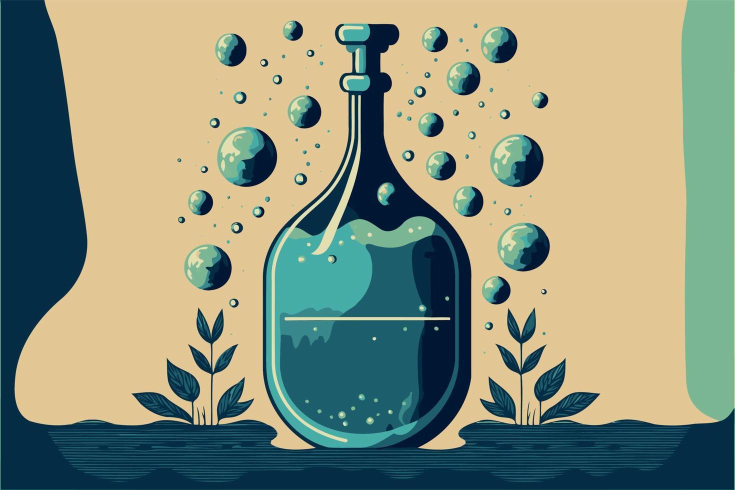 weak with water and minimalist natural environment showing limitation of water resources vector