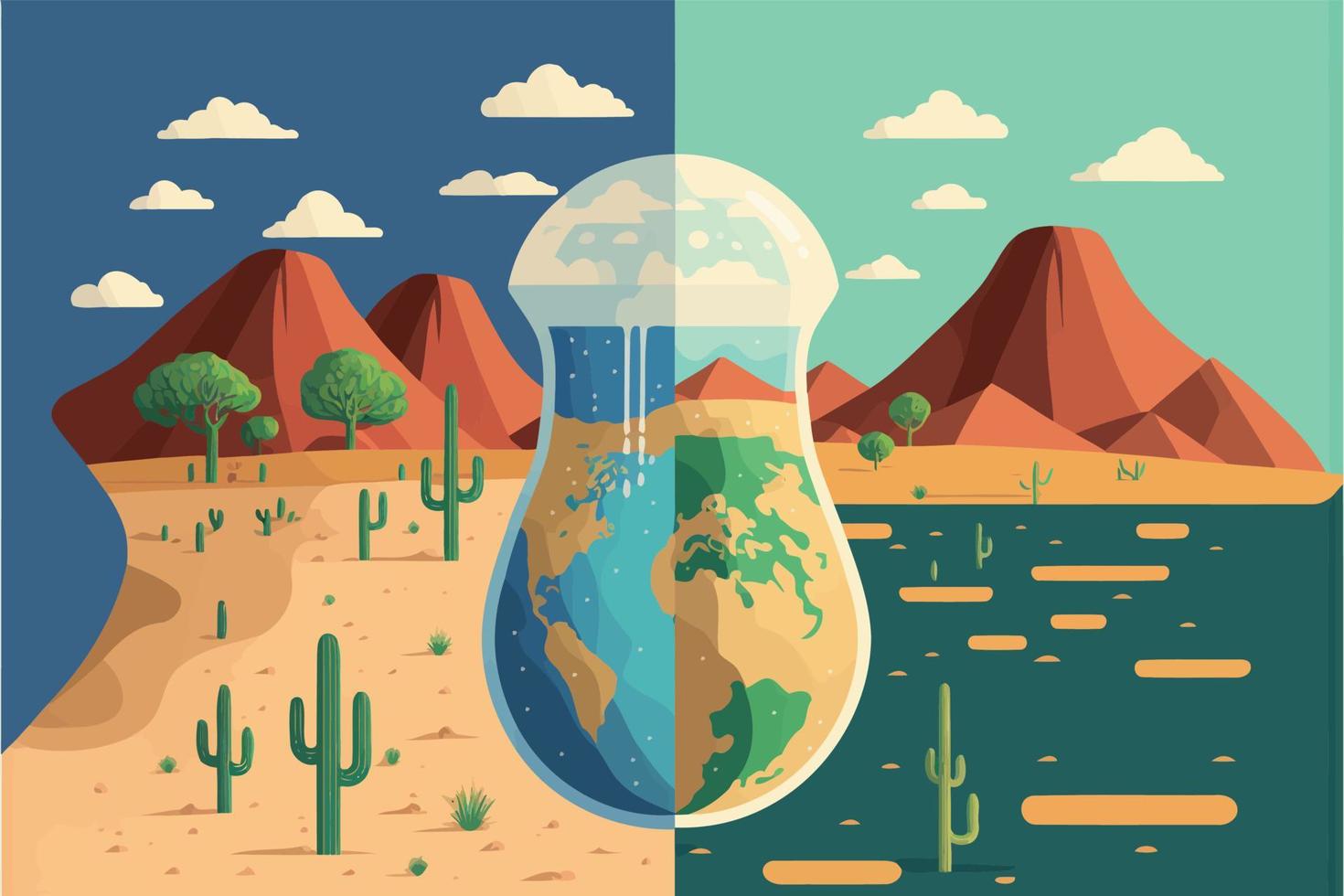un desierto que exhibe escasez de recursos hídricos vector