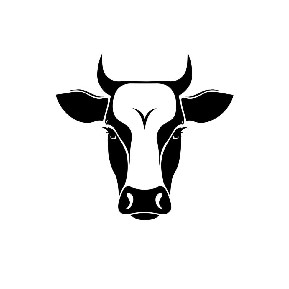 símbolo de estilo lineart minimalista con cabeza de animal de vaca vector