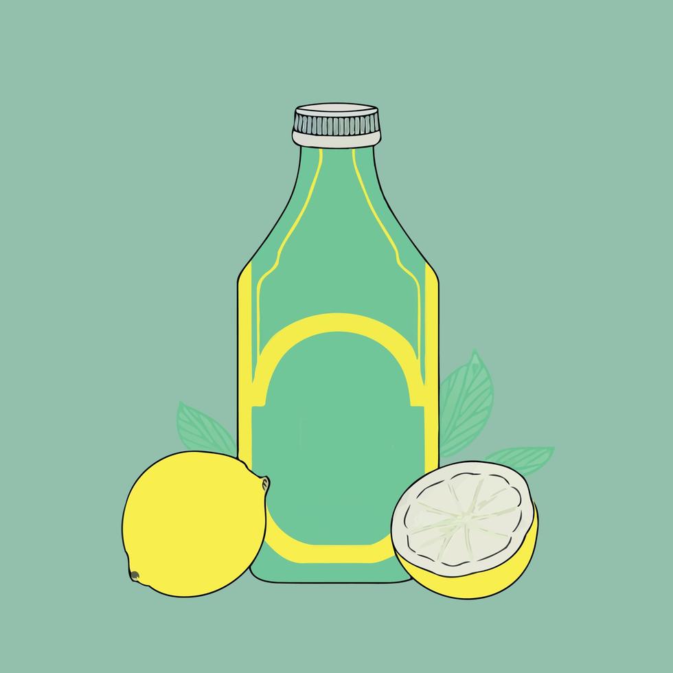 Lemonade drink in glass bottle vector