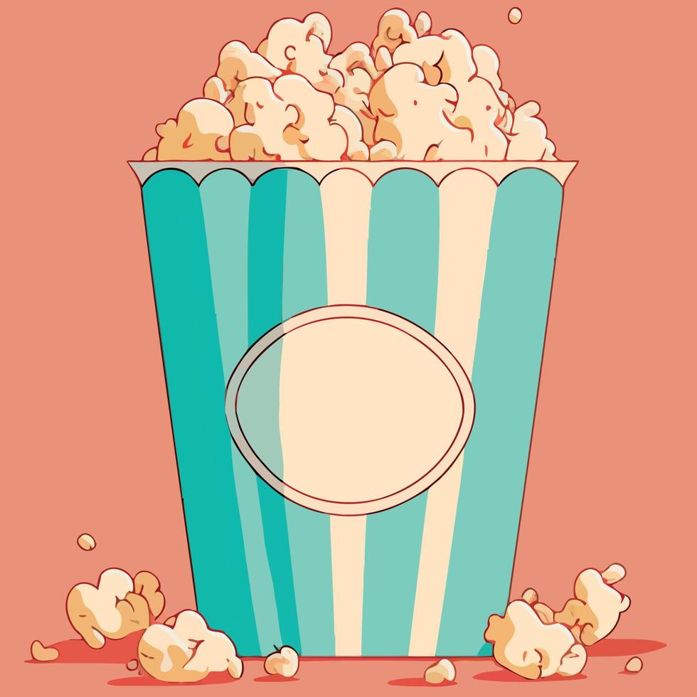 tarro de palomitas de maíz estilo cine lleno de palomitas de maíz vector