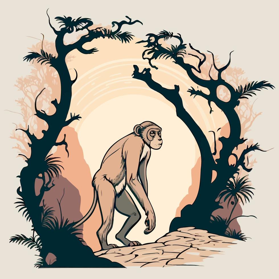 Primate monkey wild animal vector