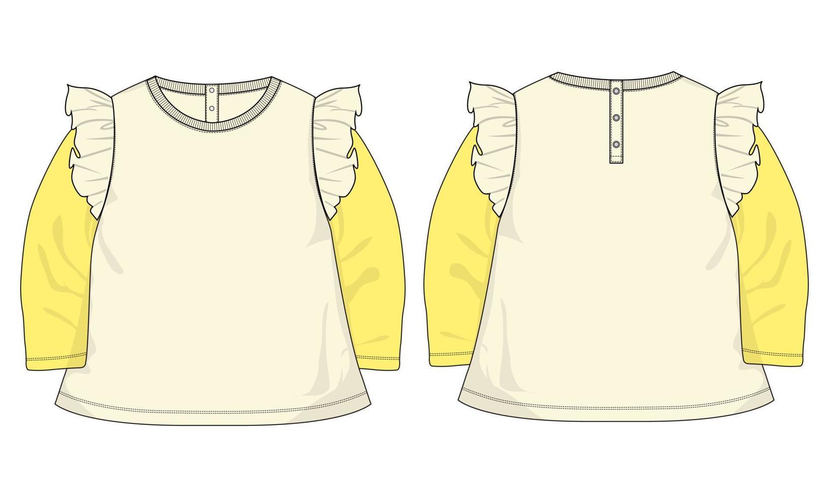 Kids Dress design technical flat sketch vector template.
