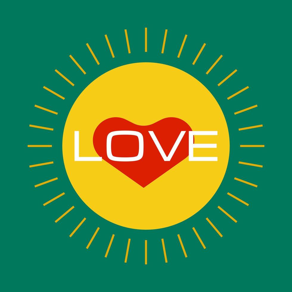 vector de diseño de icono de amor de día de san valentín, icono de corazón con símbolo de sol