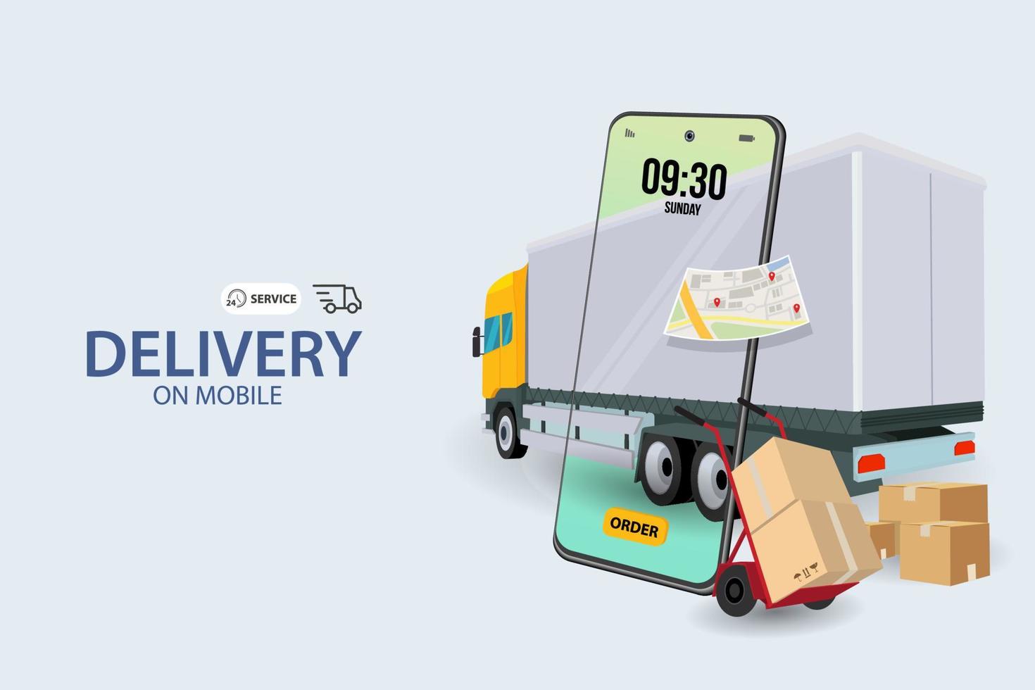 Online delivery service concept, online order tracking,Delivery home and office vector