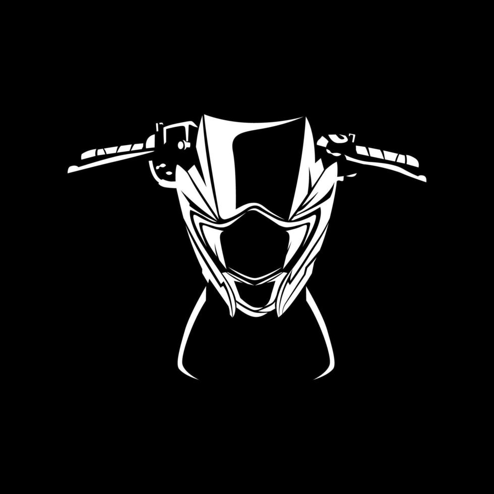 Vector illustration of young motorcycle silhouette on Black background. Can be used for printed on motorcycle club t-shirt, background, banner, posters, icon, web, etc.