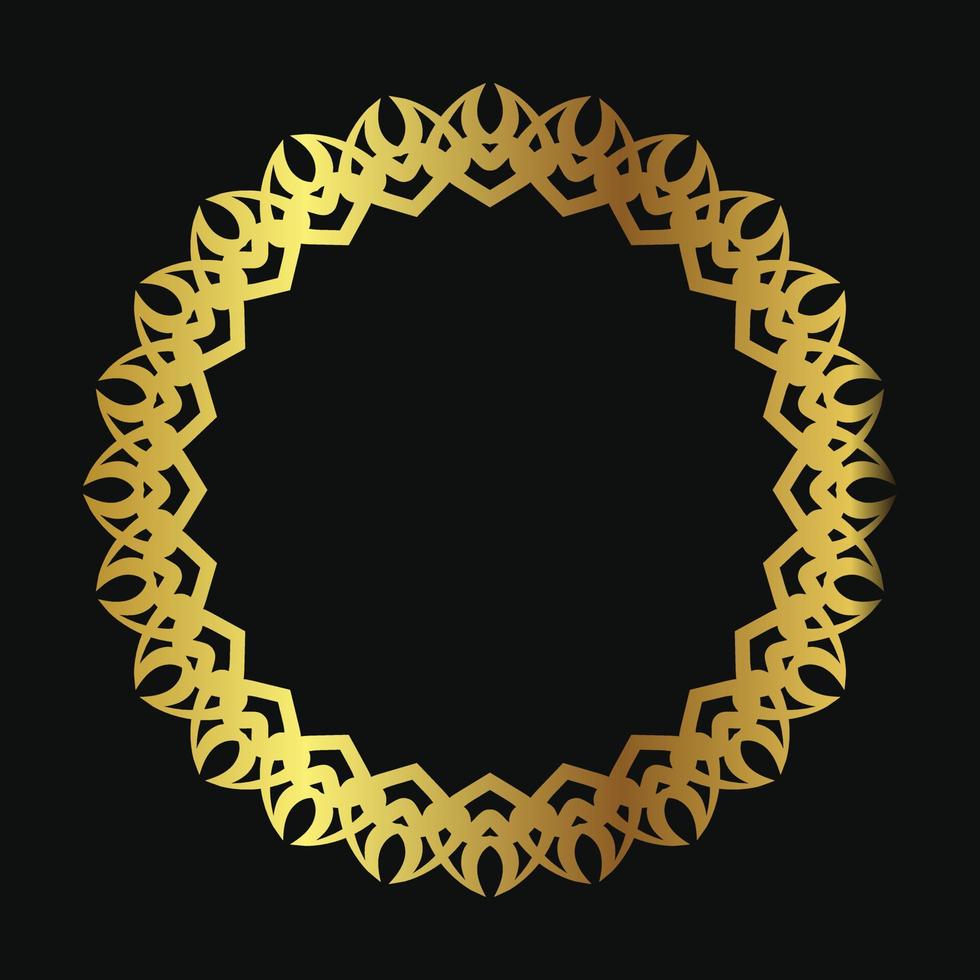 Decorative line art frame for design template. Elegant vector element Eastern style, place for text. Golden outline floral border. Lace illustration for invitations and greeting cards.