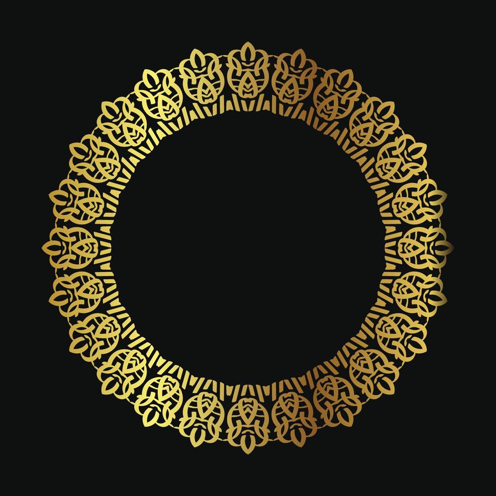 Decorative line art frame for design template. Elegant vector element Eastern style, place for text. Golden outline floral border. Lace illustration for invitations and greeting cards.