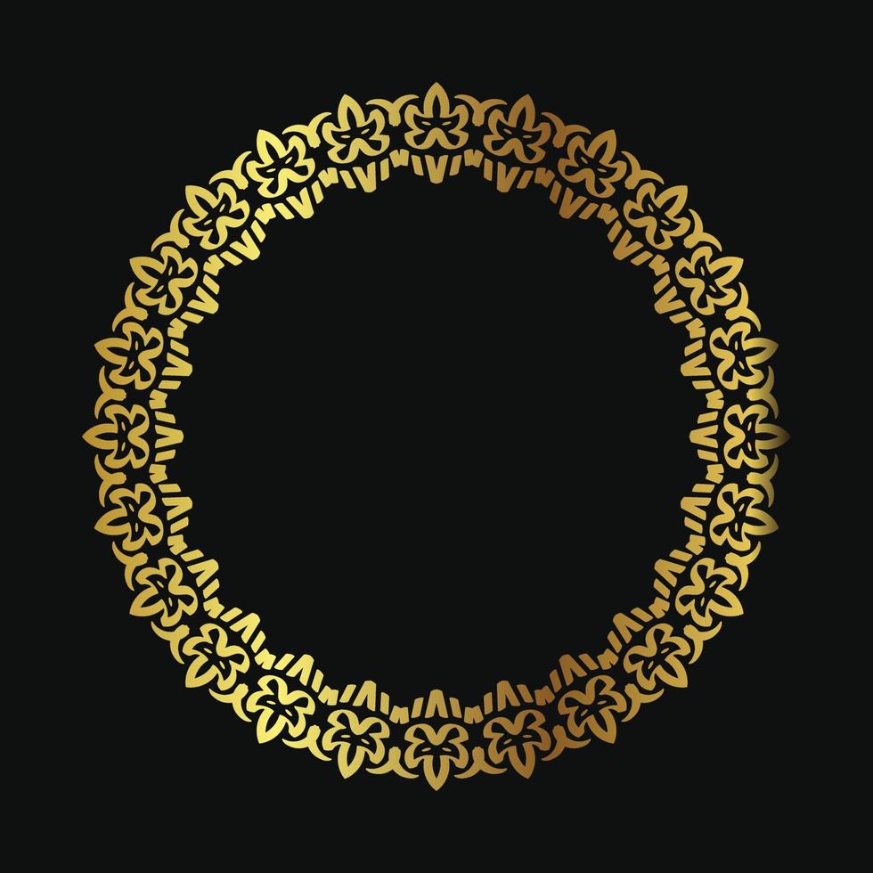 Decorative line art frame for design template. Elegant vector element Eastern style, place for text. Golden outline floral border. Lace illustration for invitations and greeting cards.
