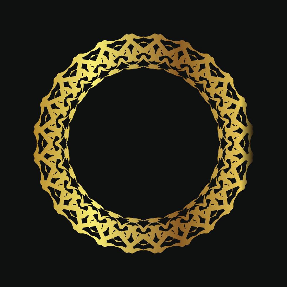 Decorative line art frame for design template. Elegant vector element Eastern style, place for text. Golden outline floral border. Lace illustration for invitations and greeting cards.
