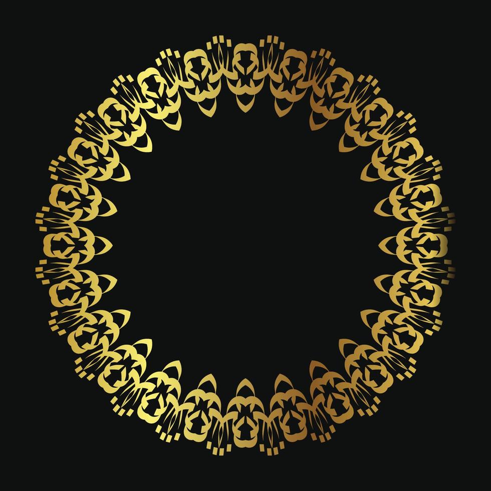 Decorative line art frame for design template. Elegant vector element Eastern style, place for text. Golden outline floral border. Lace illustration for invitations and greeting cards.
