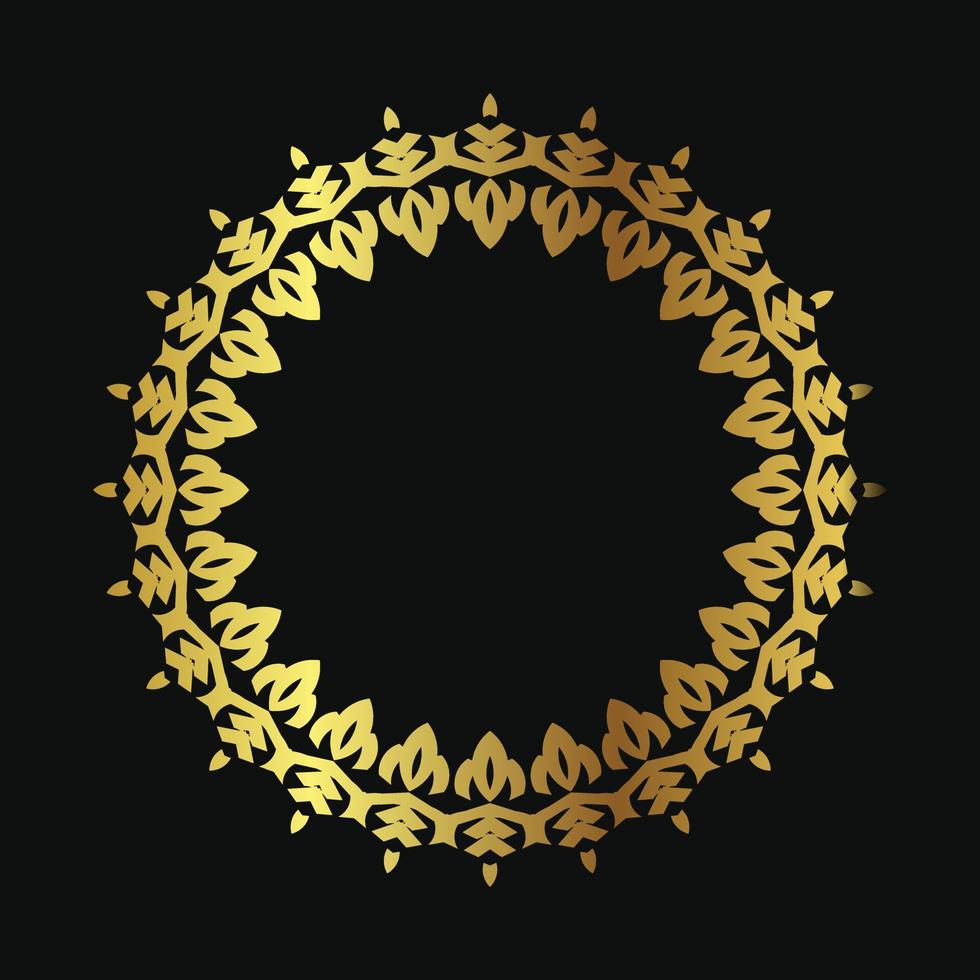 Decorative line art frame for design template. Elegant vector element Eastern style, place for text. Golden outline floral border. Lace illustration for invitations and greeting cards.