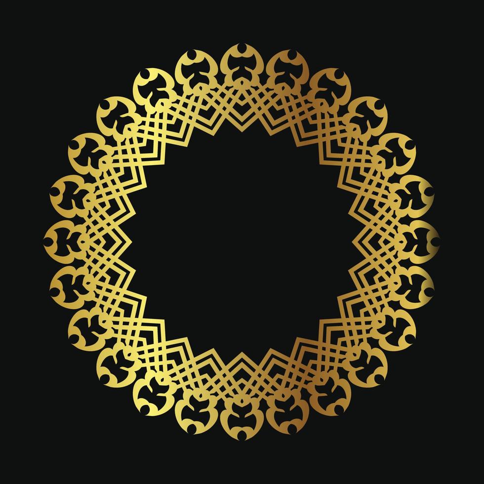 Decorative line art frame for design template. Elegant vector element Eastern style, place for text. Golden outline floral border. Lace illustration for invitations and greeting cards.