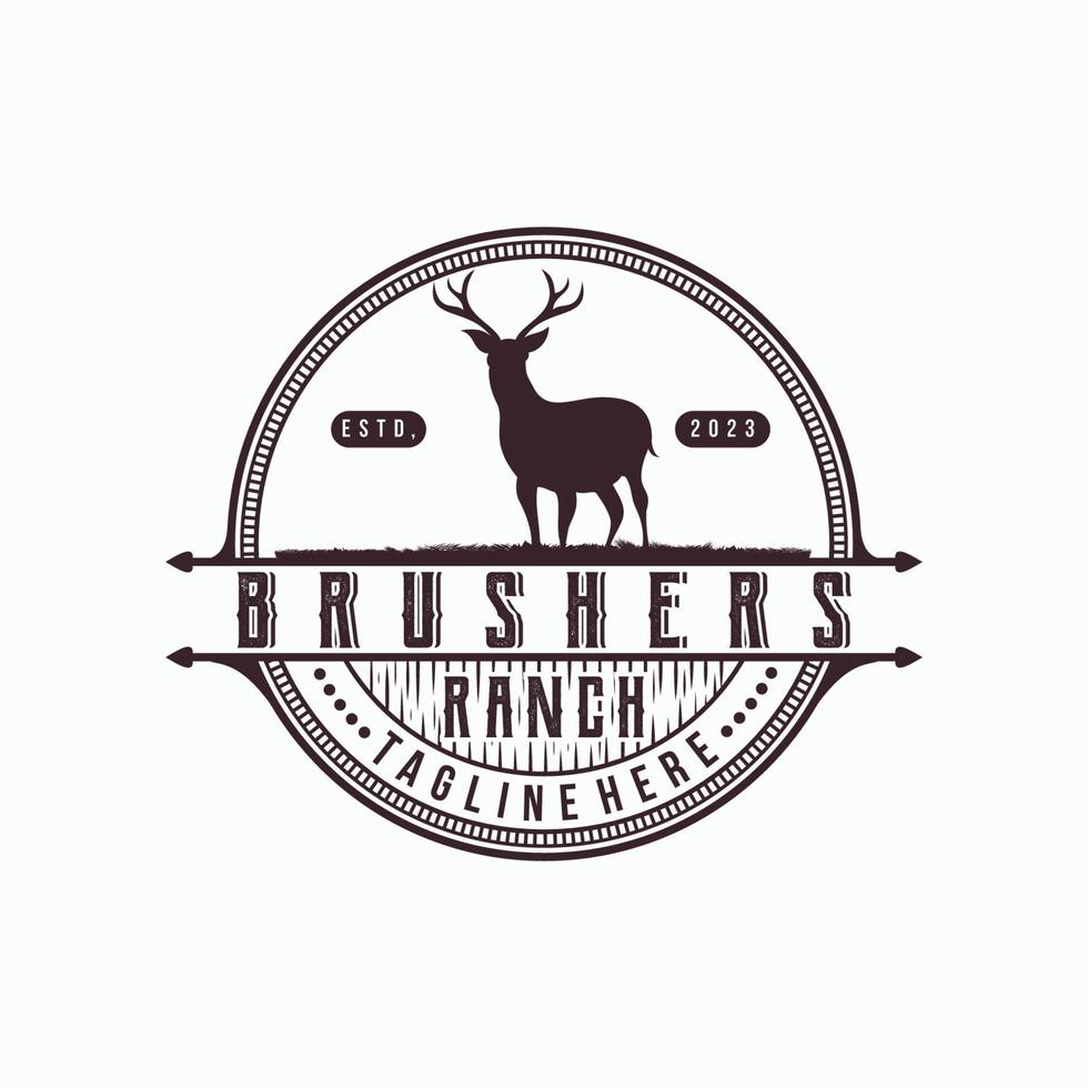 Vintage deer hunter outdoor logo design. rustic premium illustration vector