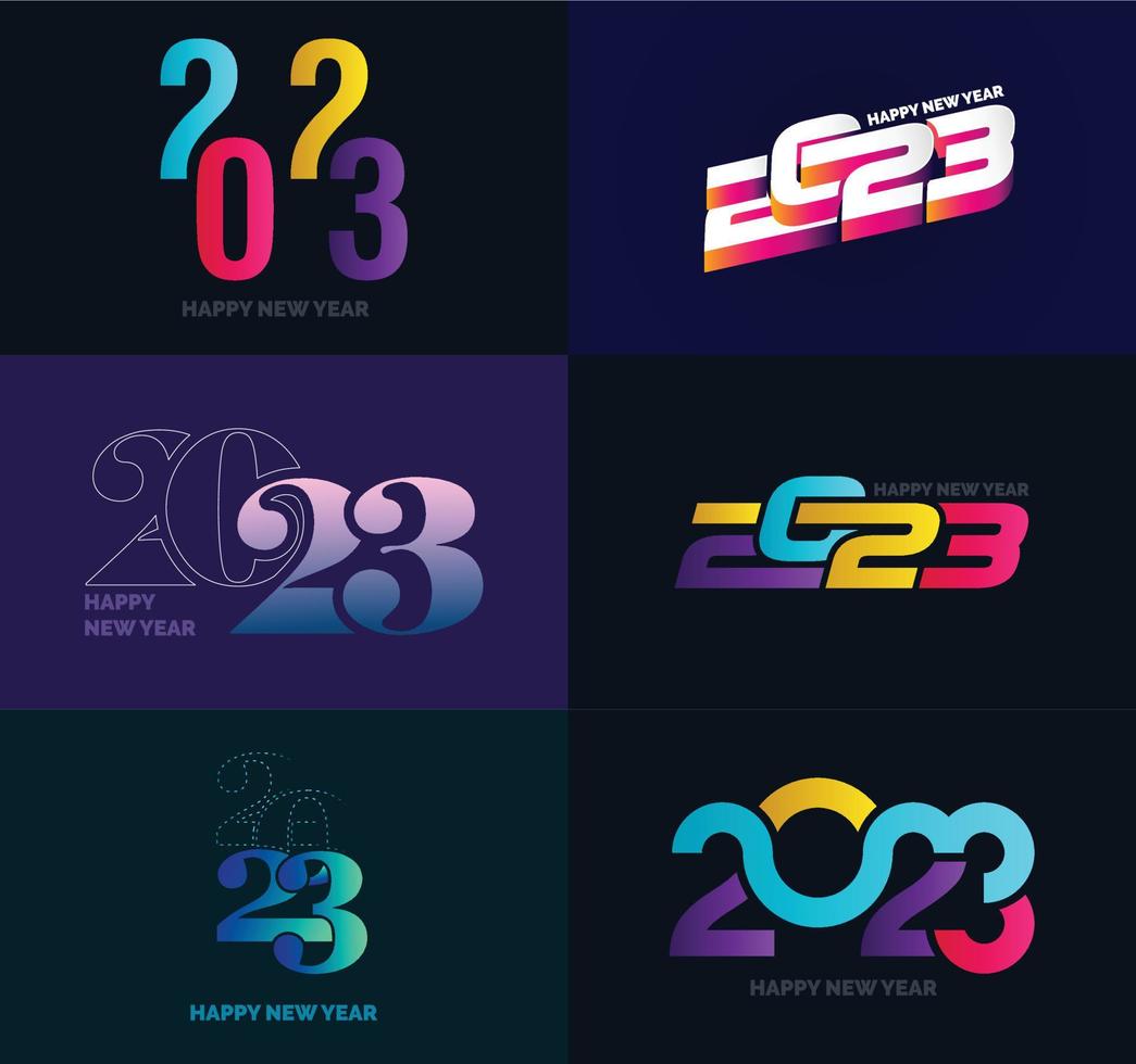 Big Collection of 2023 Happy New Year symbols Cover of business diary for 2023 with wishes vector
