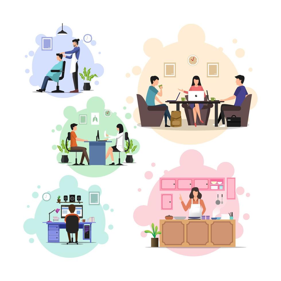 Flat illustration of daily activities vector