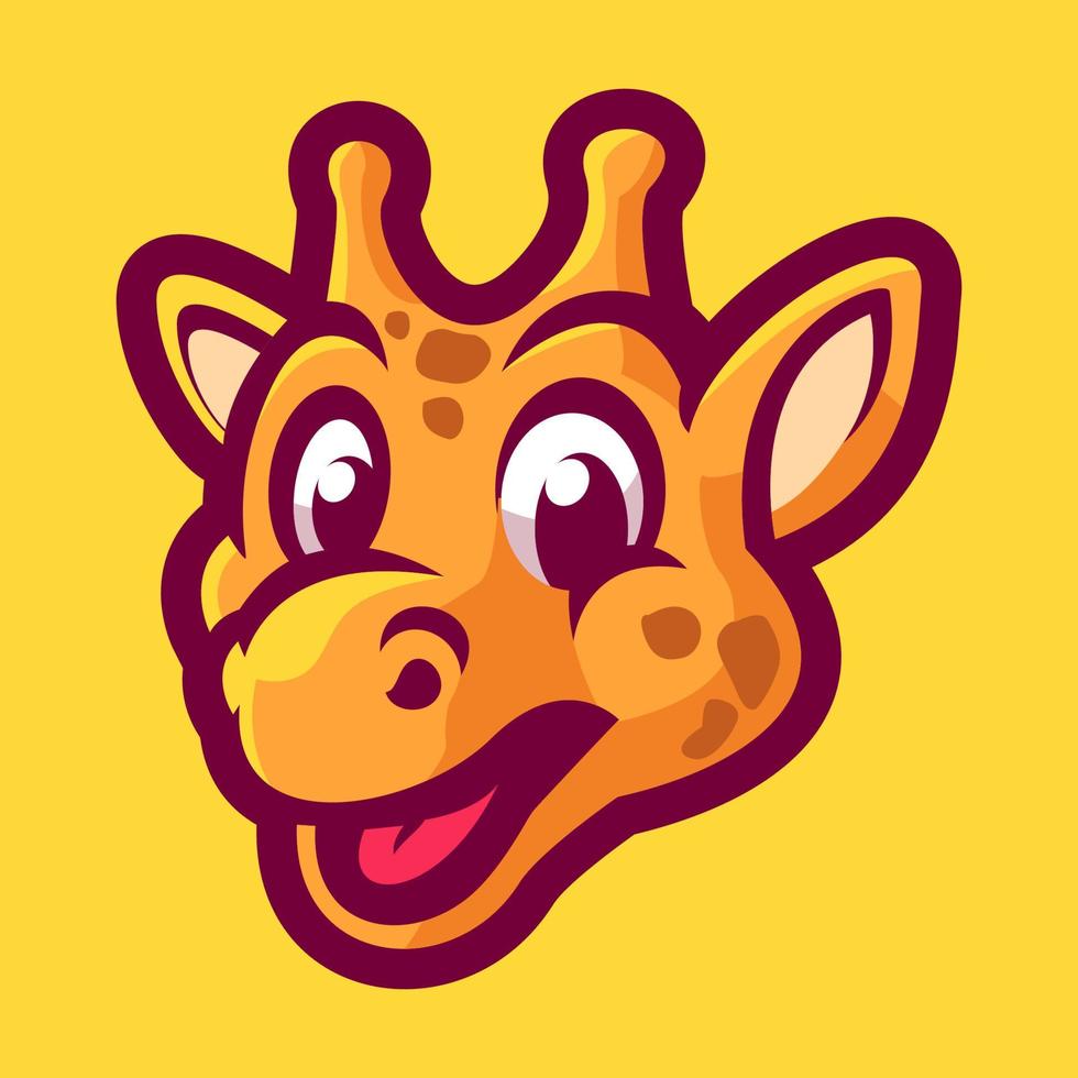Giraffe head cartoon character mascot vector