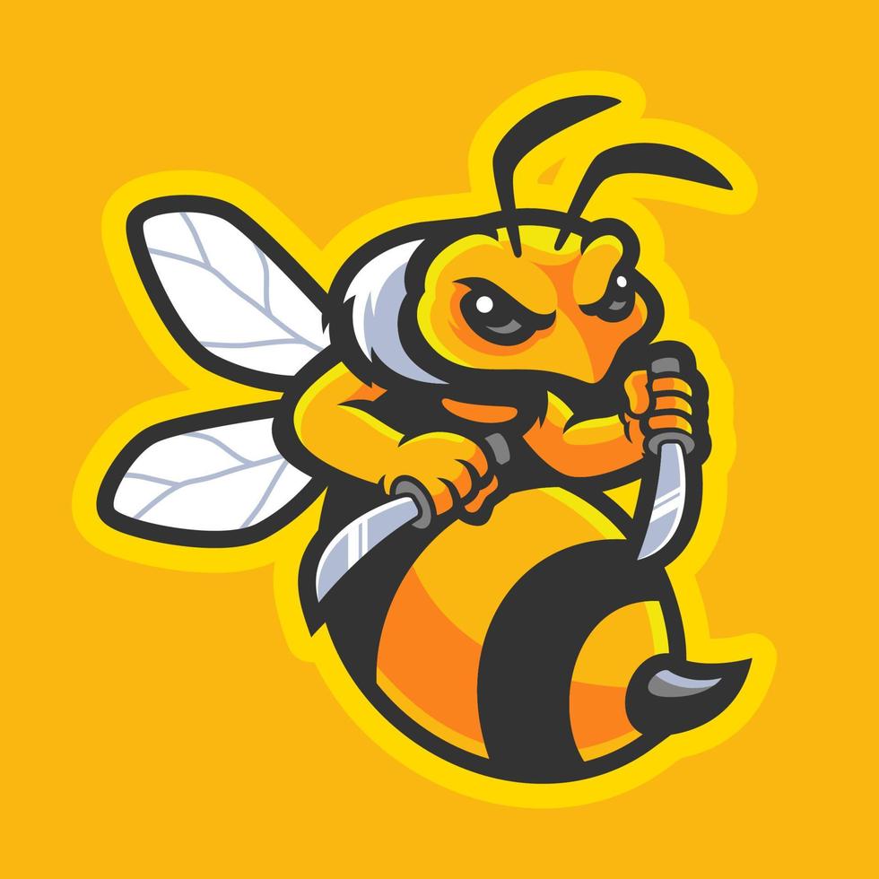 diseño de mascota de vector de dibujos animados de abeja