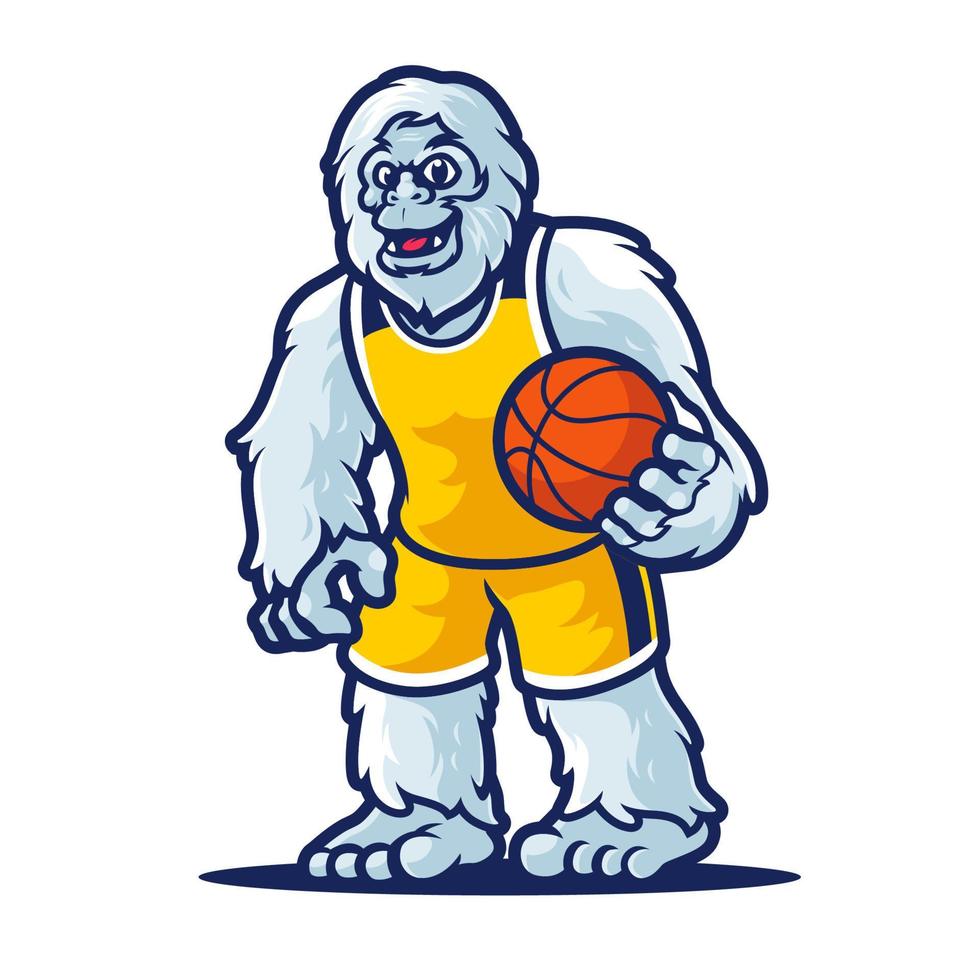 mascota de personaje de dibujos animados de pie grande de sasquatch vector