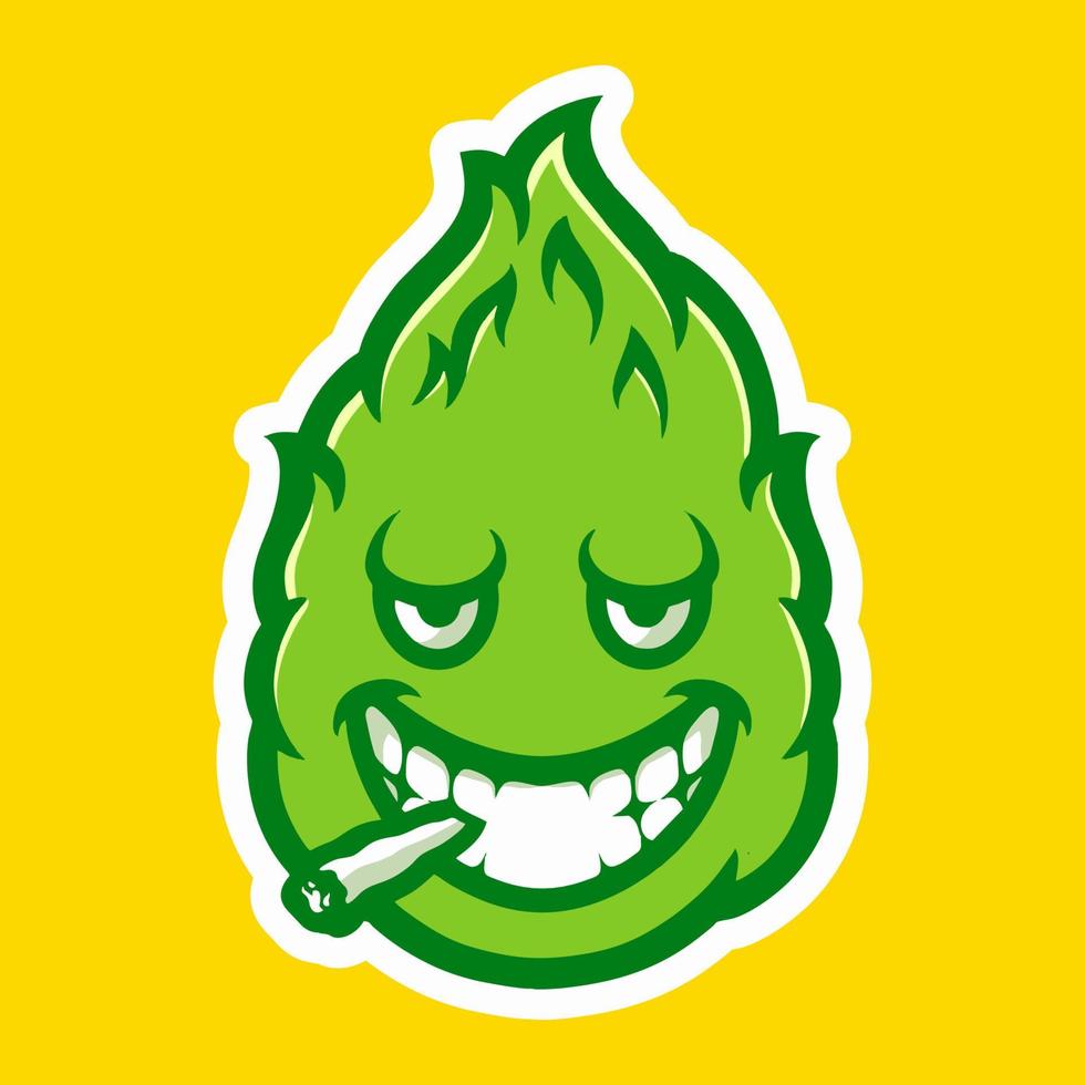 Cannabis bud cartoon character mascot vector