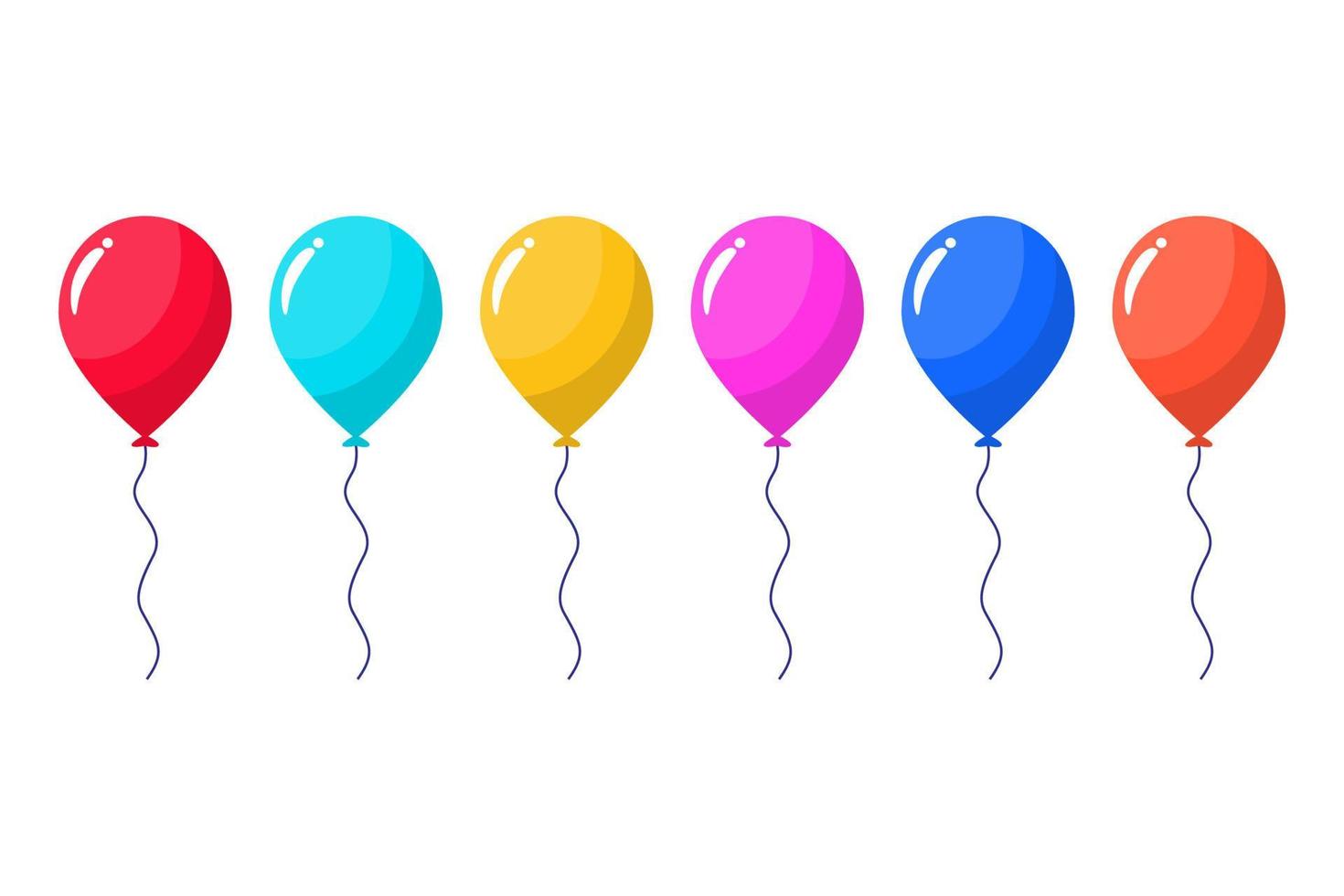 conjunto de ilustraciones de vectores de globos de colores aisladas en fondo blanco