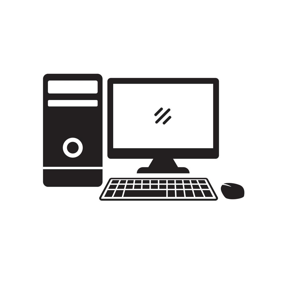 Computer icon with simple black color isolated on white background vector