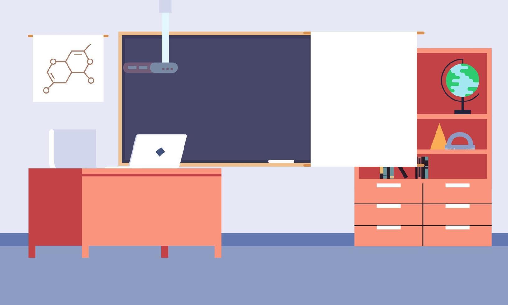 Classroom interior, empty school classroom. School Education background vector