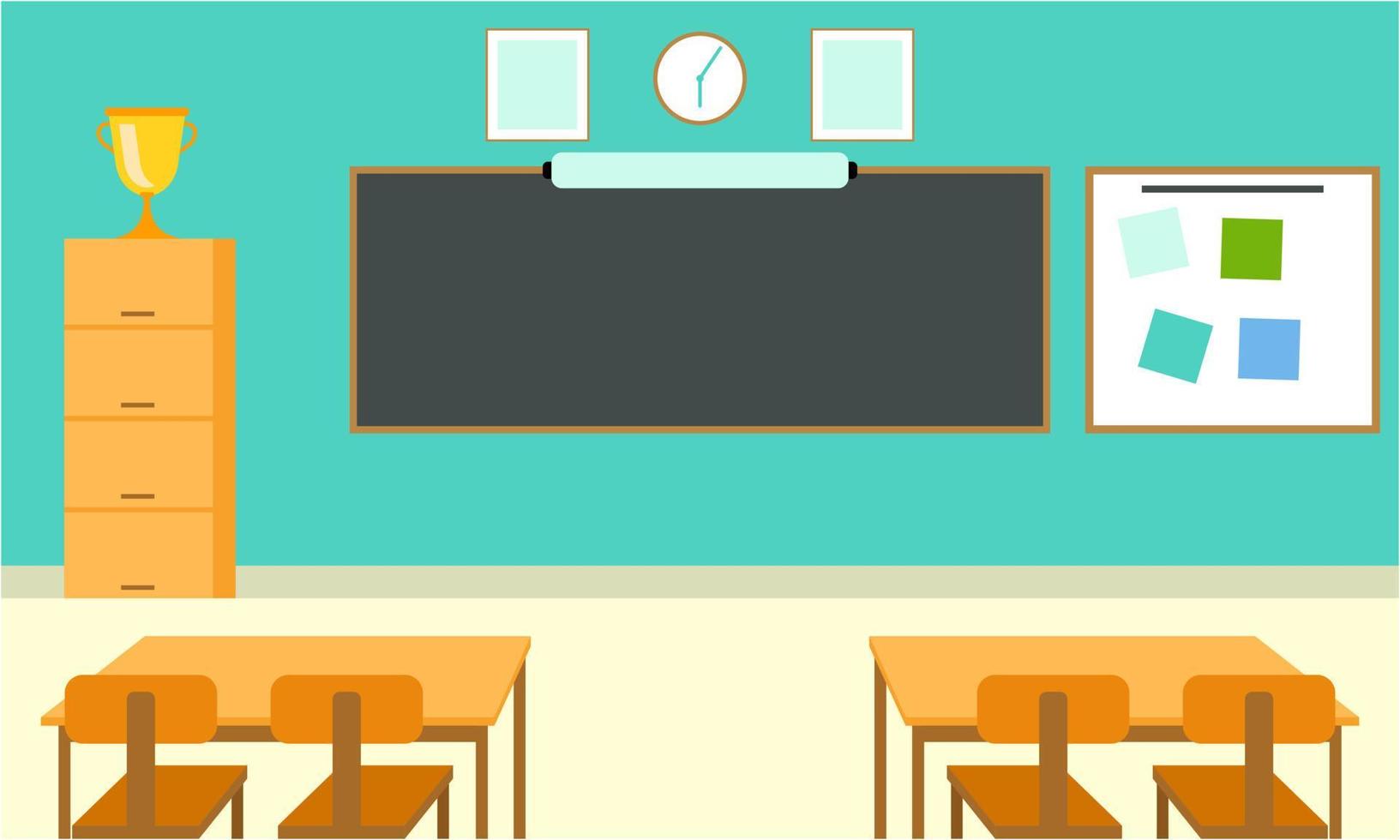 Classroom interior, empty school classroom. School Education background vector