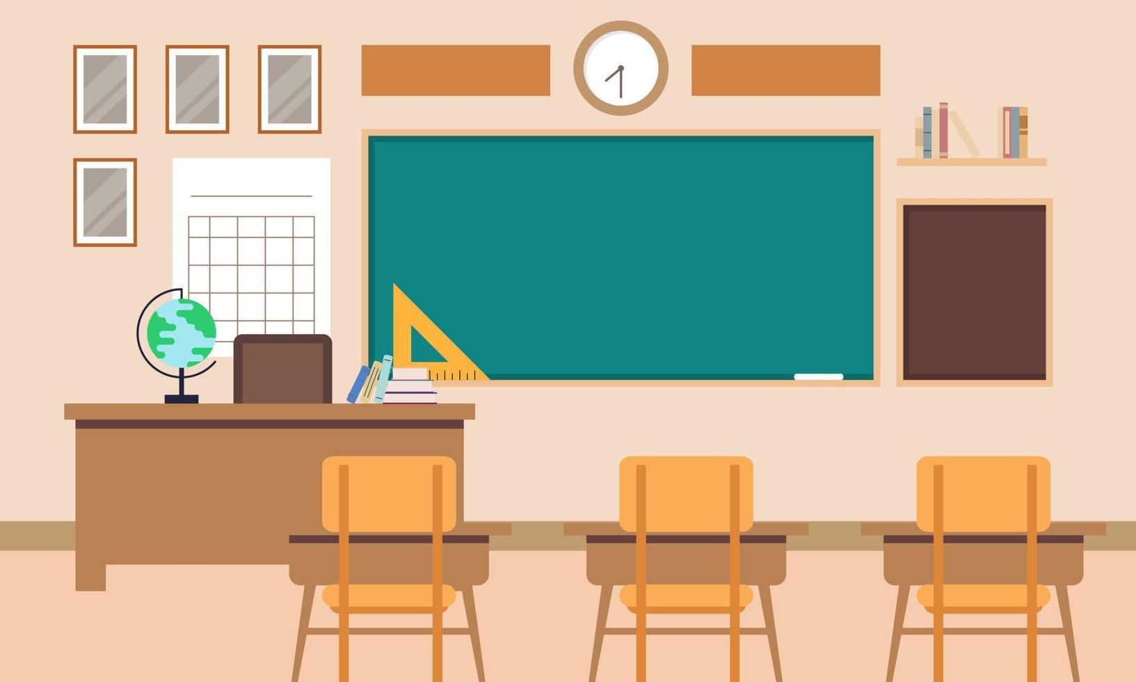 Classroom interior, empty school classroom. School Education background vector