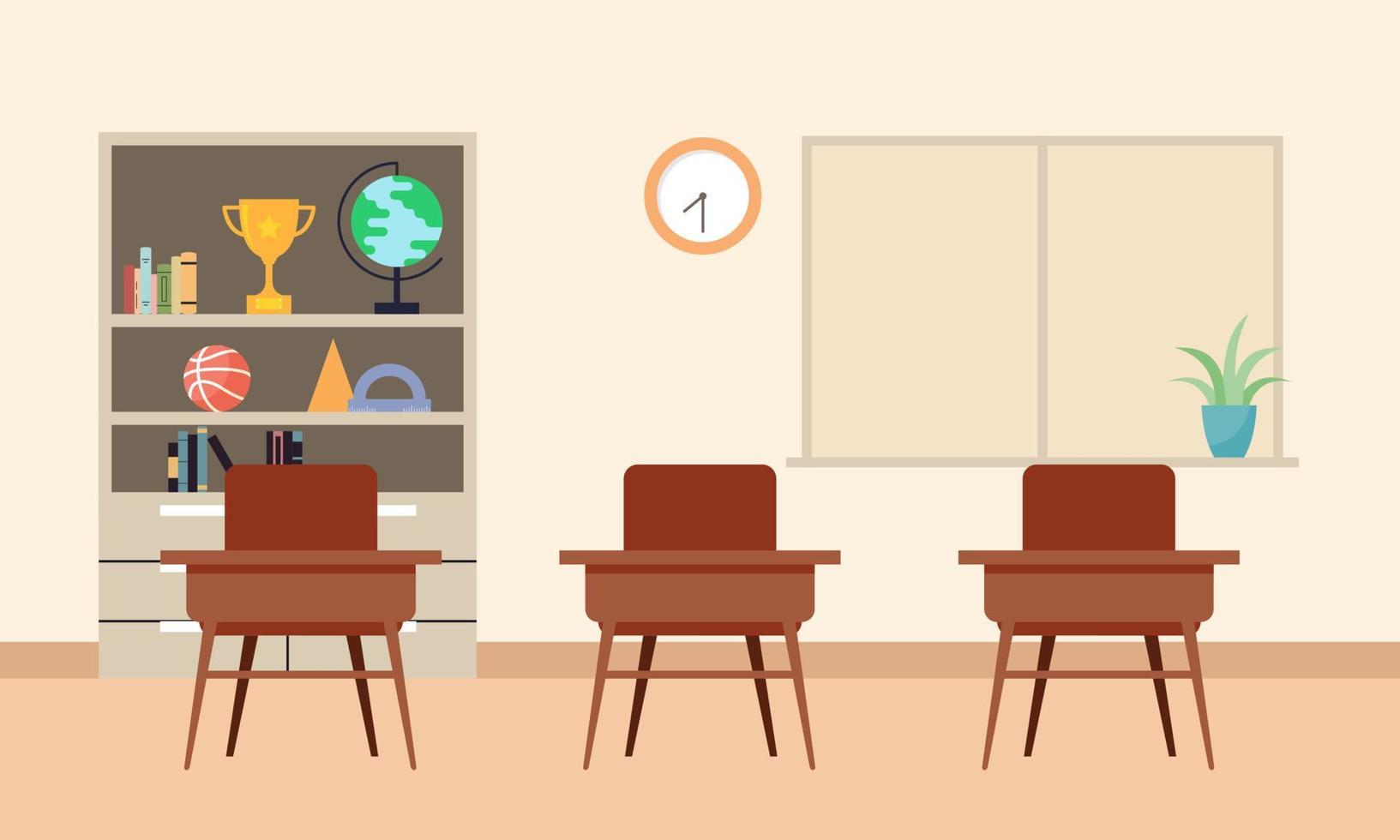 Classroom interior, empty school classroom. School Education background vector
