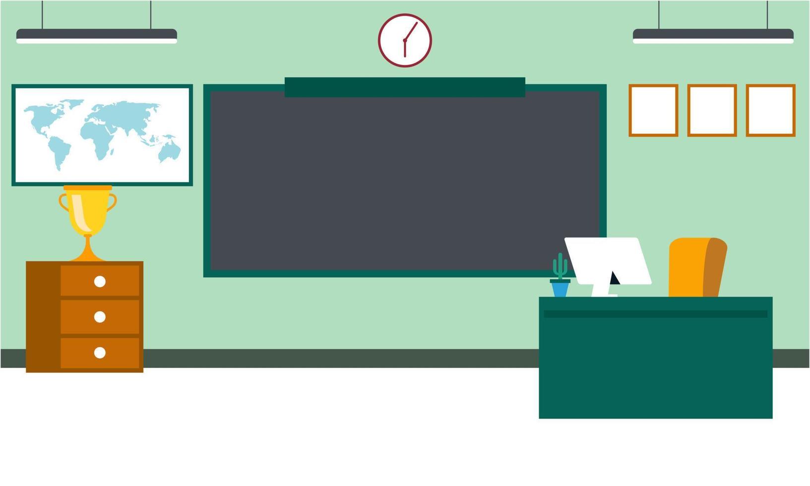 Classroom interior, empty school classroom. School Education background vector