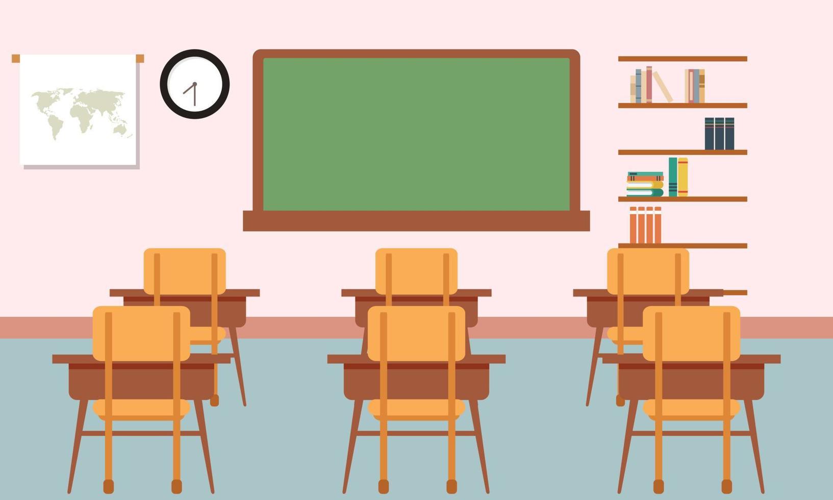 Classroom interior, empty school classroom. School Education background vector