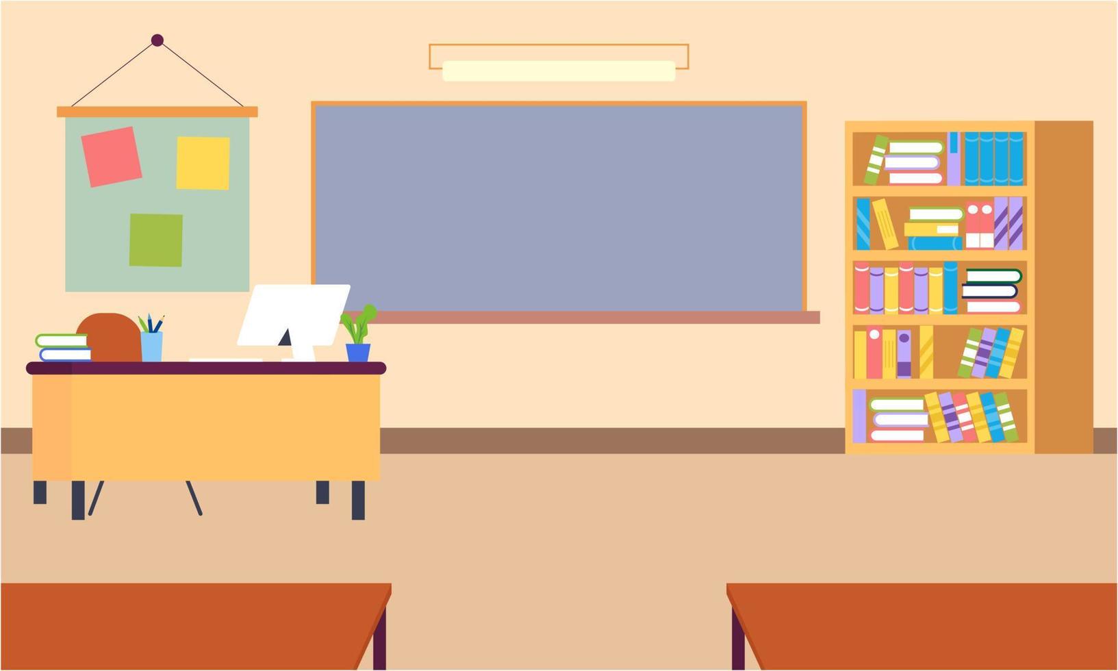 interior del aula, aula escolar vacía. fondo de educación escolar vector