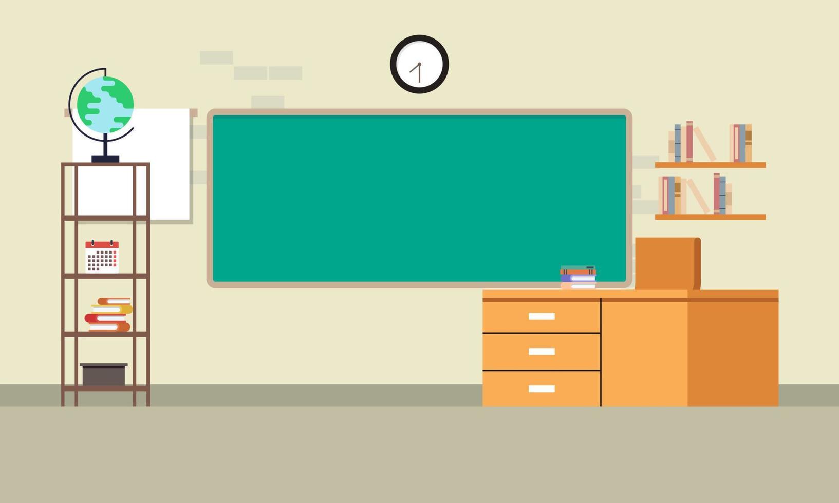 Classroom interior, empty school classroom. School Education background vector