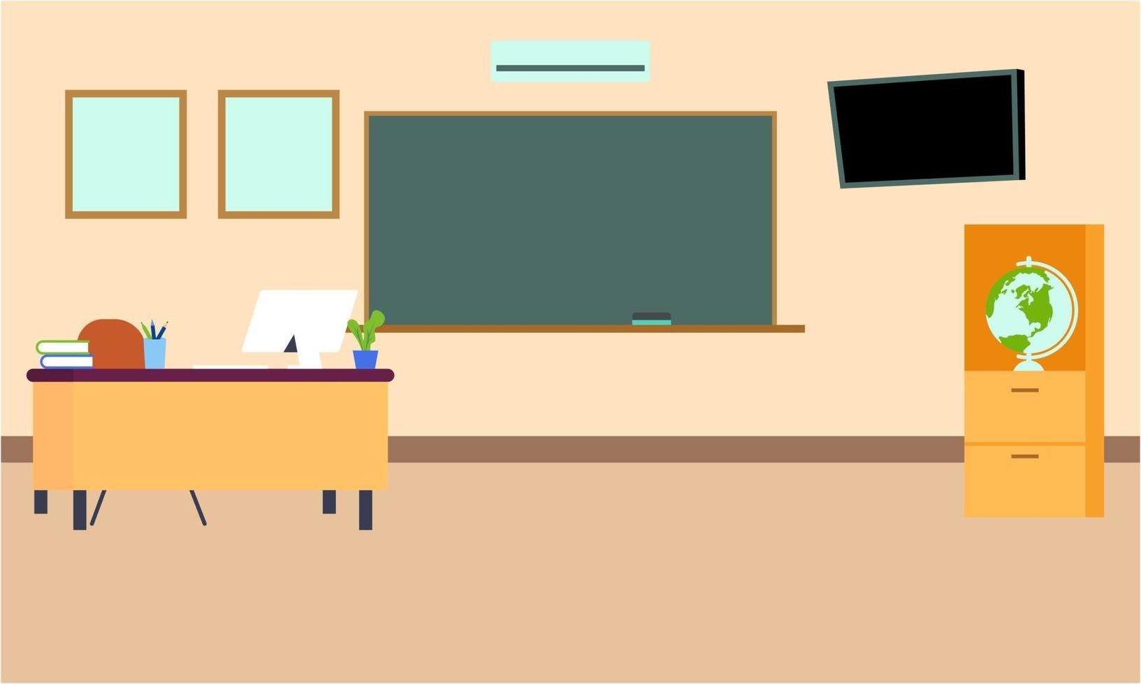 Classroom interior, empty school classroom. School Education background vector