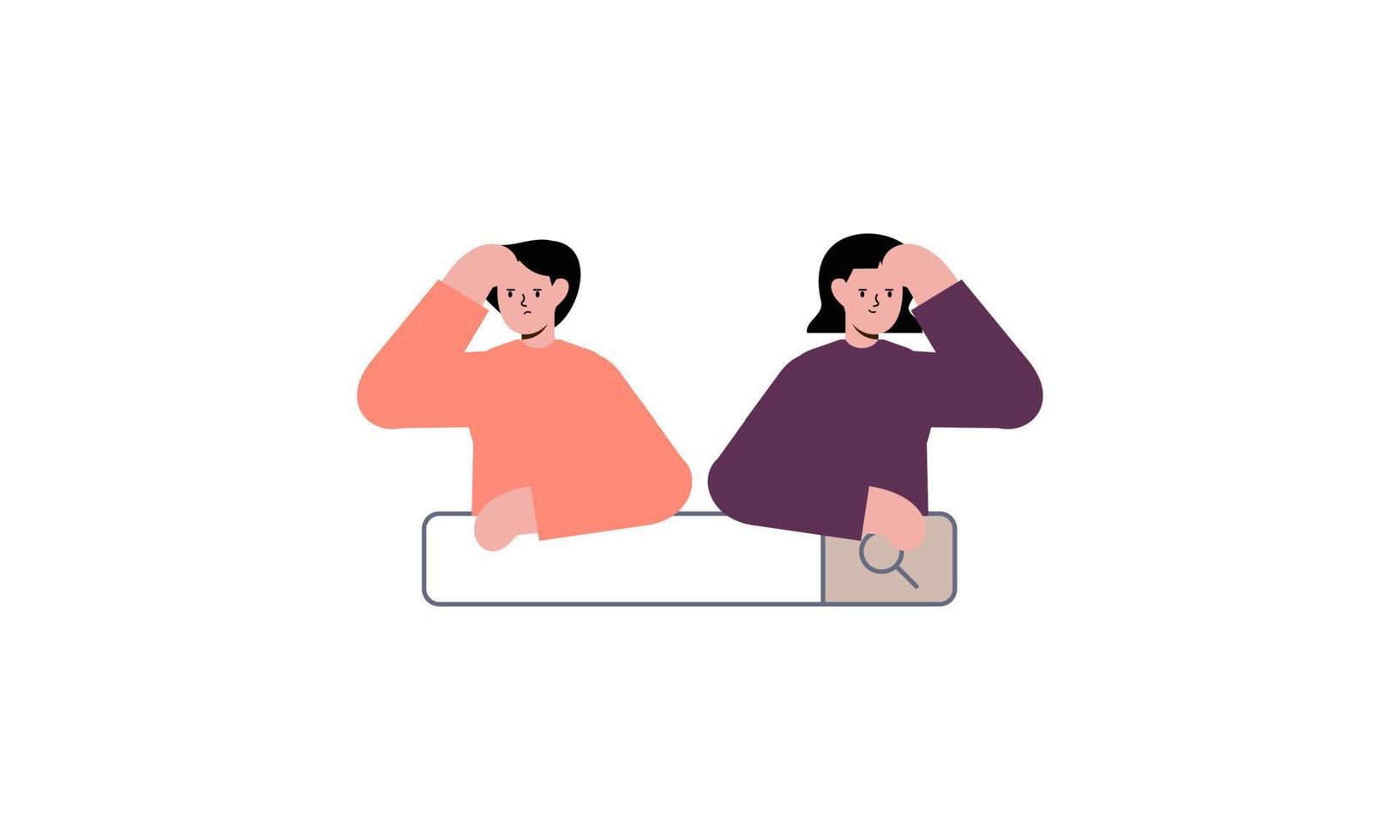 Search bars and people browsing online information, surfing internet. Characters look for and find query in web browser vector