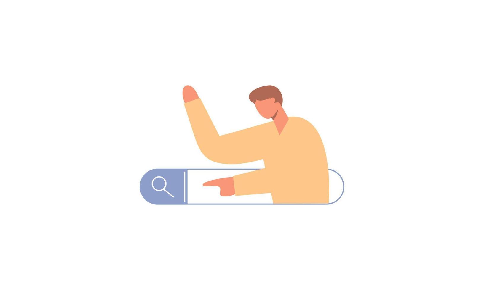 Search bars and people browsing online information, surfing internet. Characters look for and find query in web browser vector