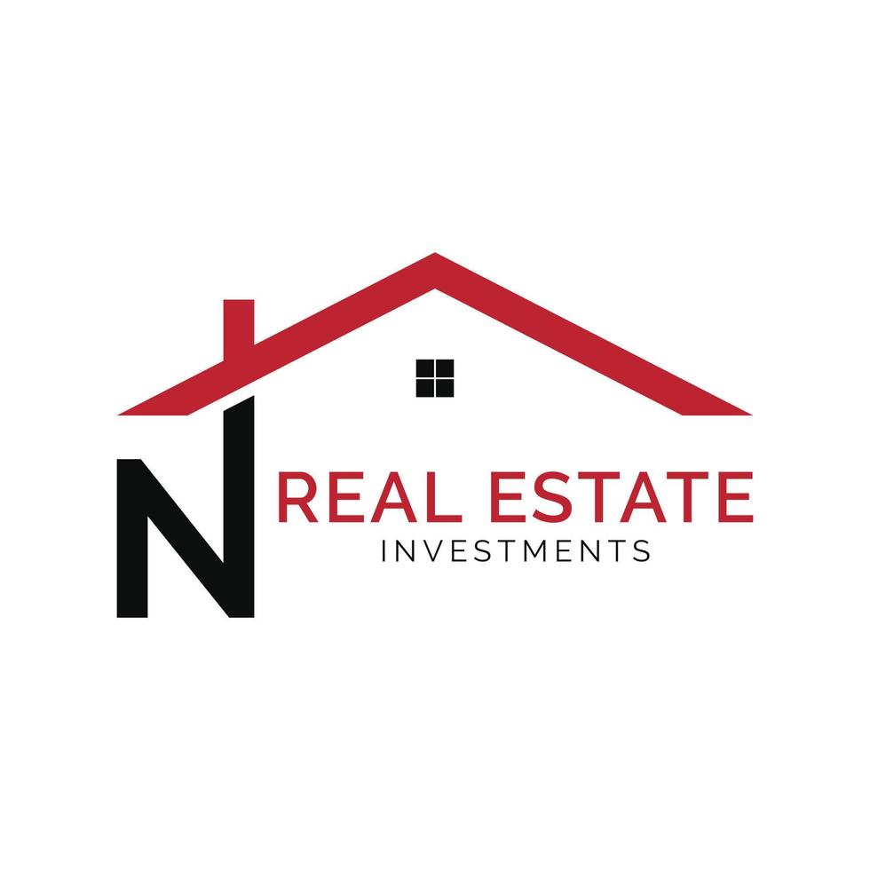 Initial Letter N Real Estate or House Icon Logo Design Template vector