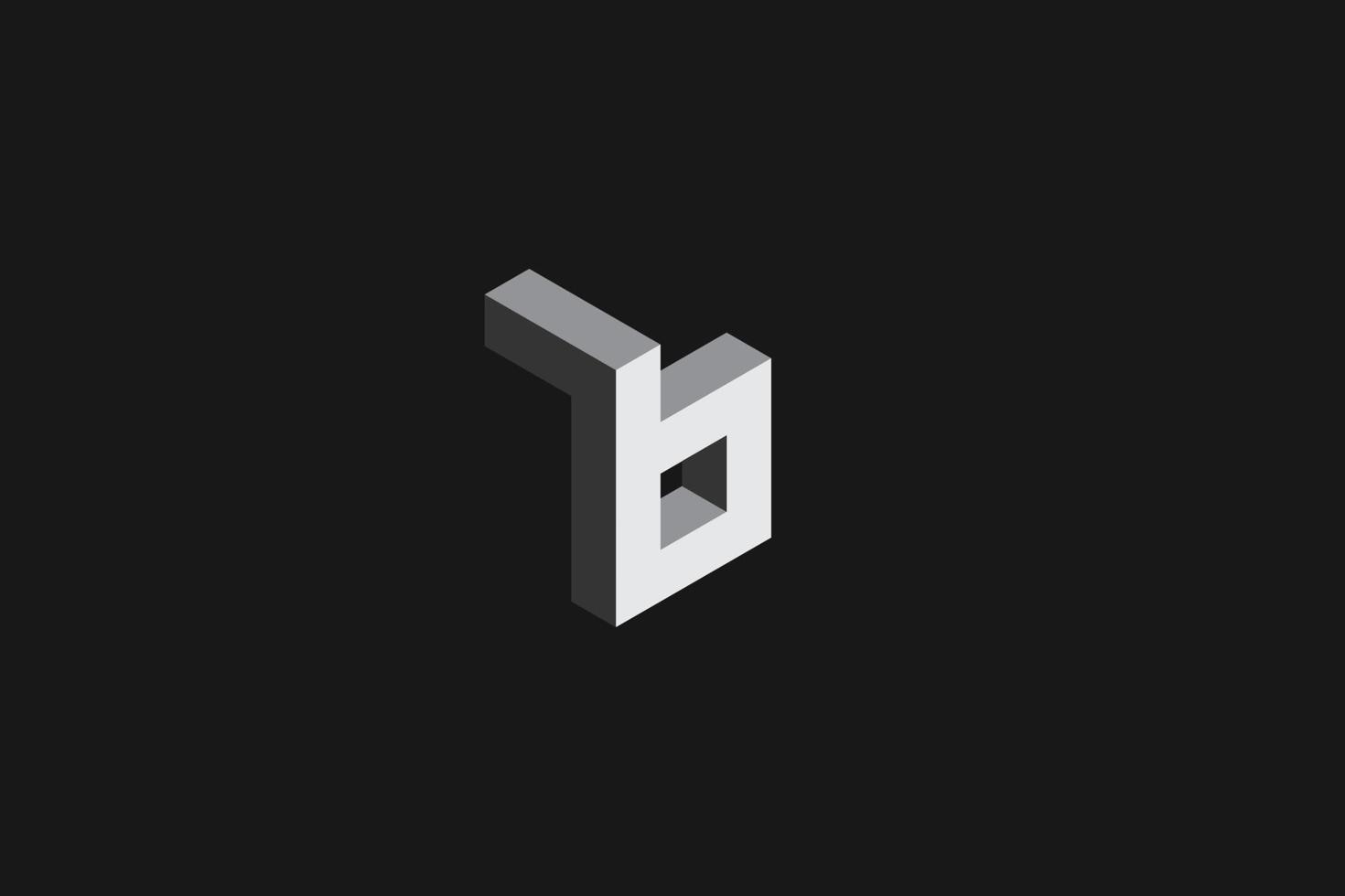 black gray initial letter b isometric logo vector