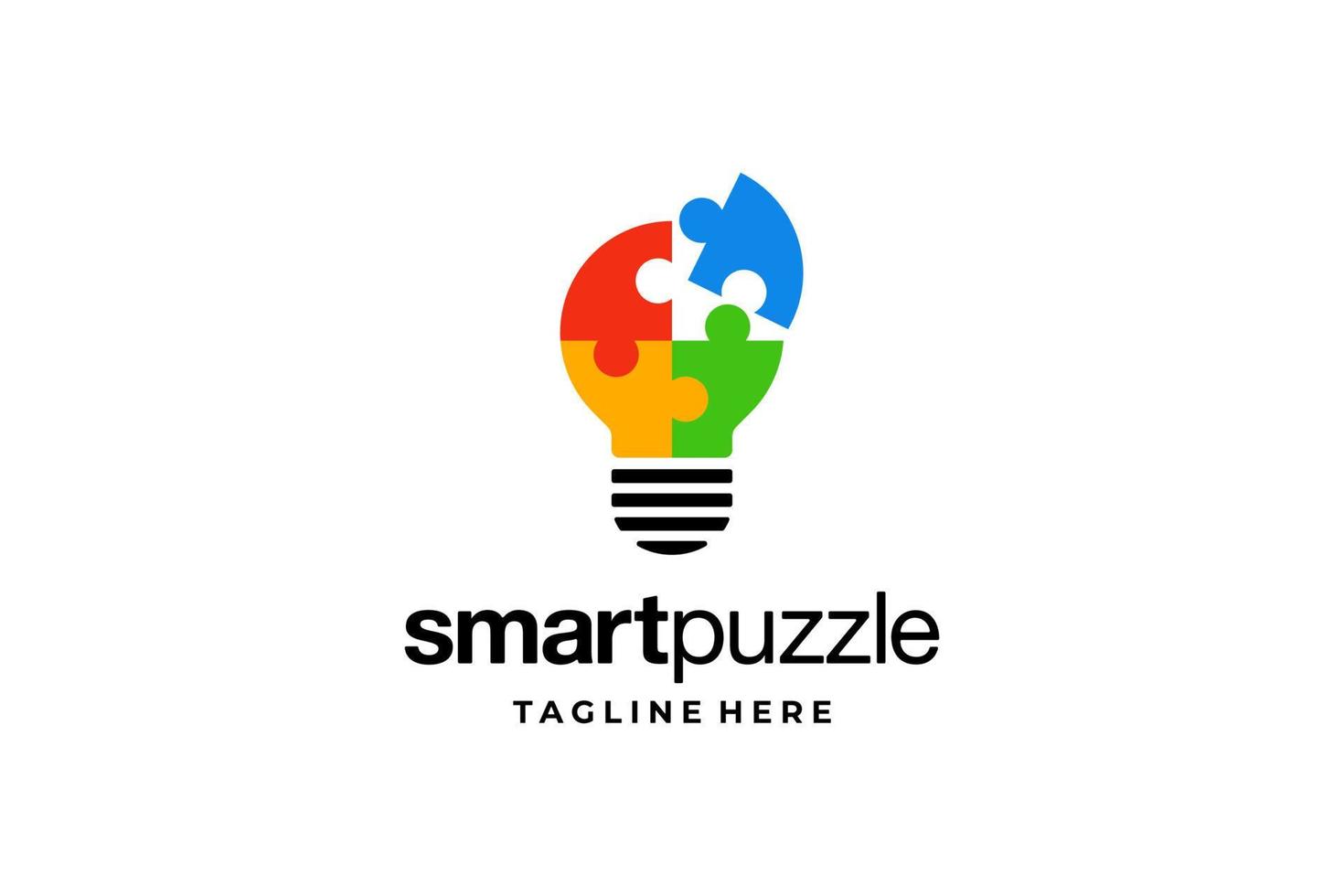 colorfull smart Puzzle idea bulb logo vector