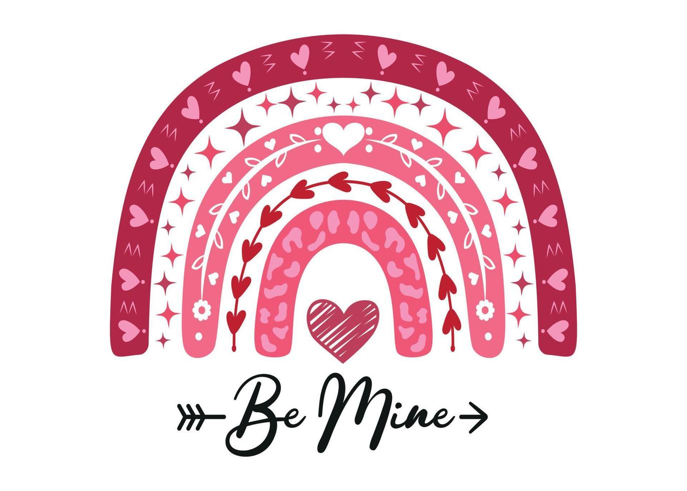 Be mine cute rainbow design illustration on white background vector