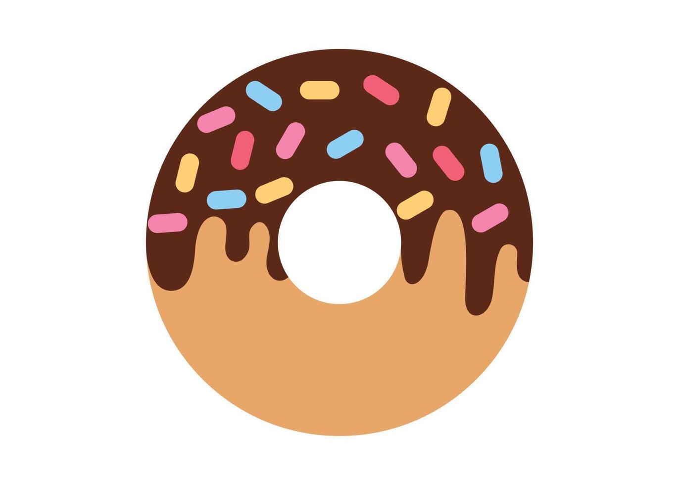 donut simple draw with glaze. flat design vector illustration