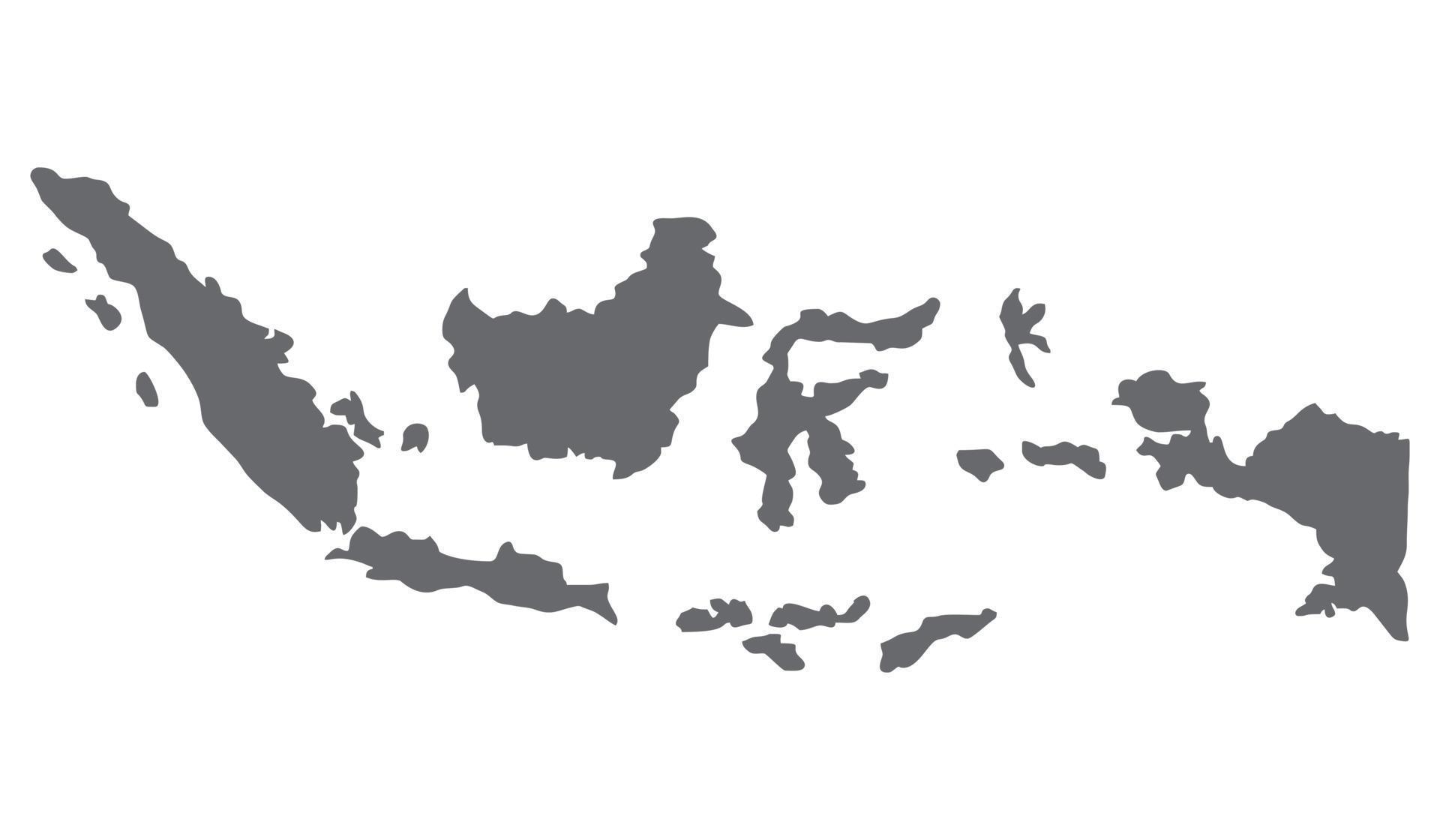 Map of Indonesia. From Sabang to Merauke. Simple flat gray icon on